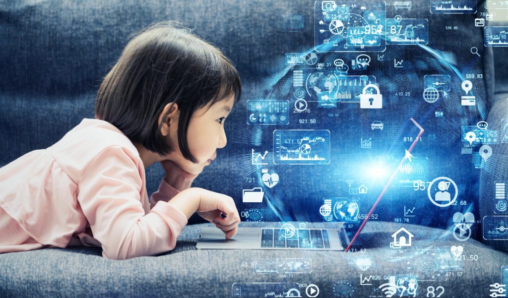 Young person looking at technology